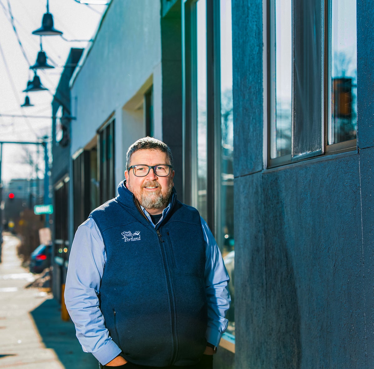 William Mann standing on a South Portland street.