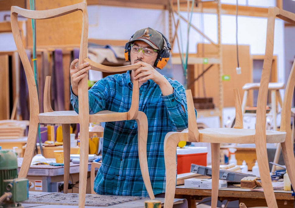 Chris Montgomery building a wooden chair