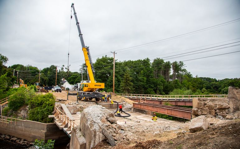 construction equipment at bridge site