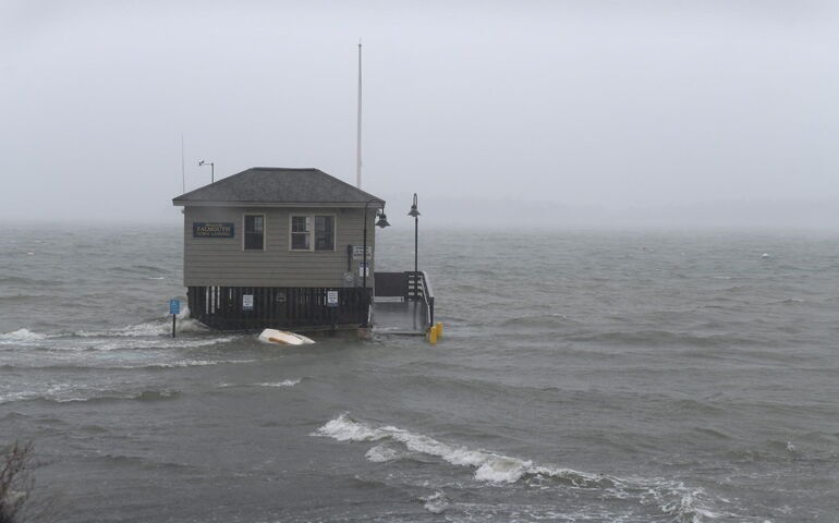building surrounded by ocean