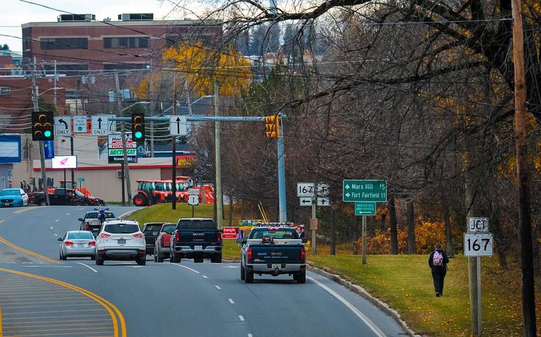 street with cars and traffic lights