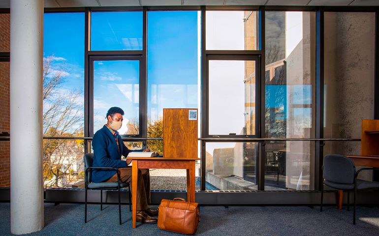 Black law student studying