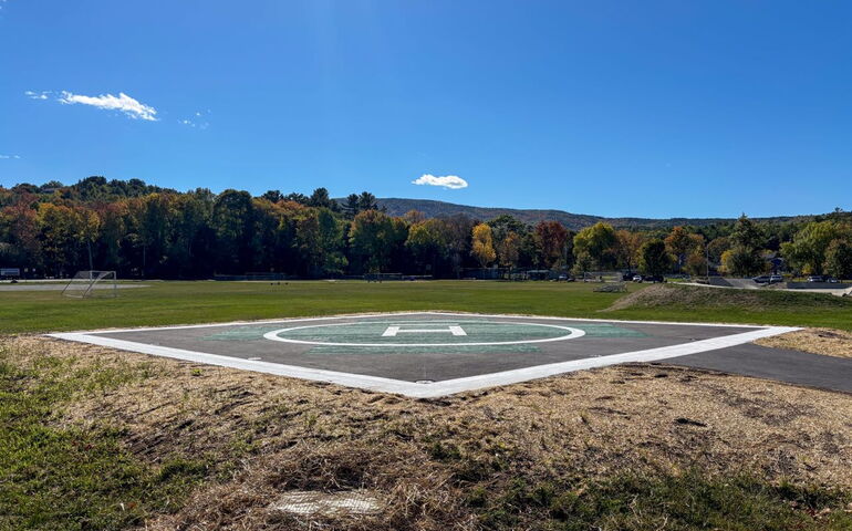 A field has outlines on it.