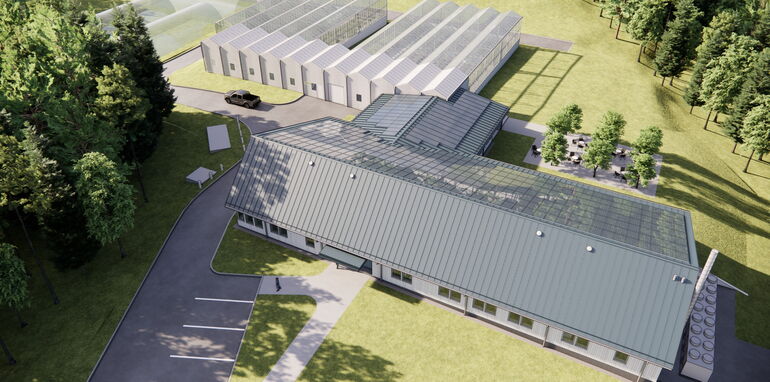 aerial view of new buildings