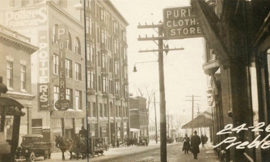 old photo buildings horses