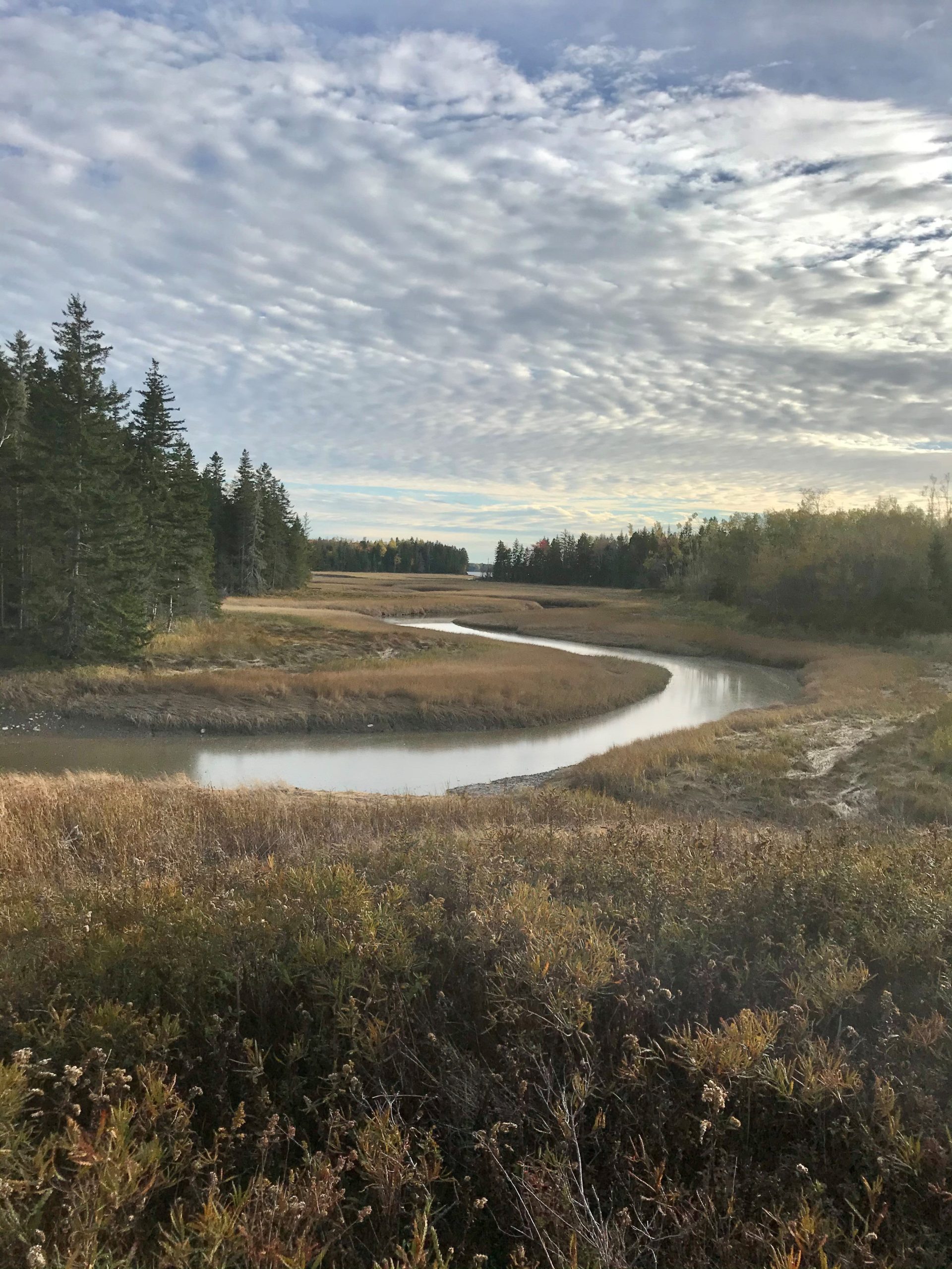 clouds river fields