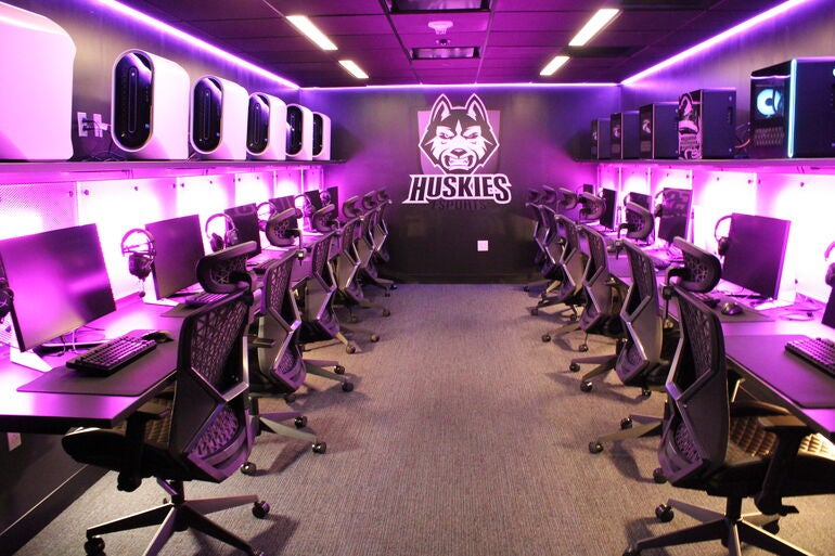 inside esports room at University of Southern Maine in Gorham.