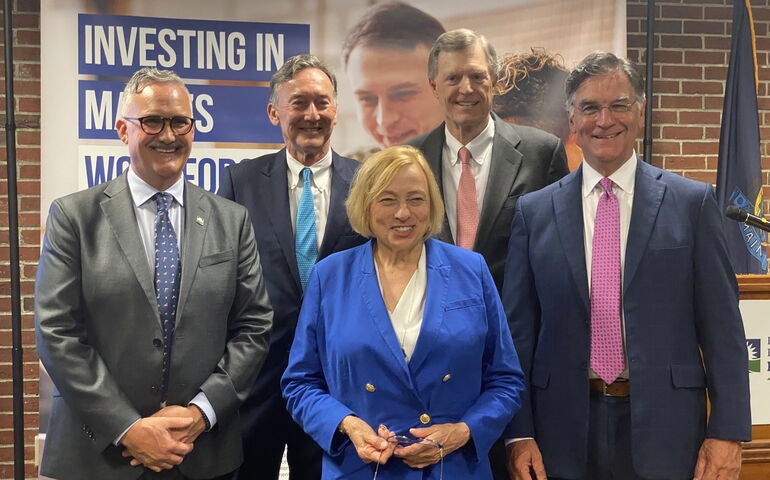 Gov. Janet Mills with other dignitaries at SMCC.