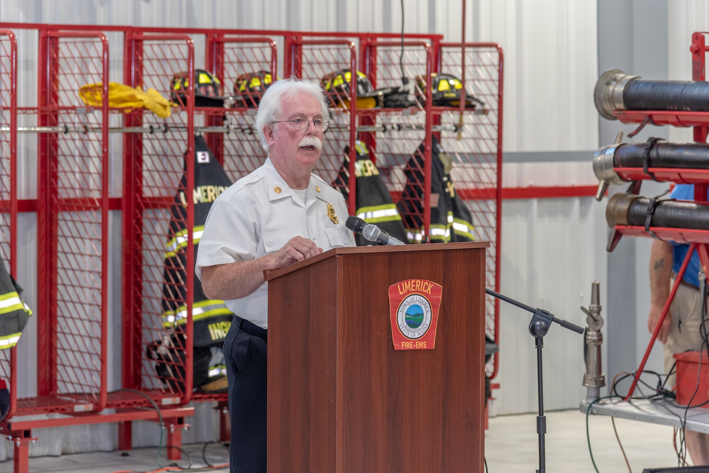 Limerick fire chief speaks in the new station.