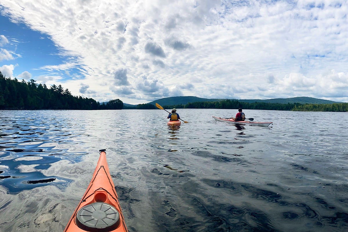 lake with kayaks