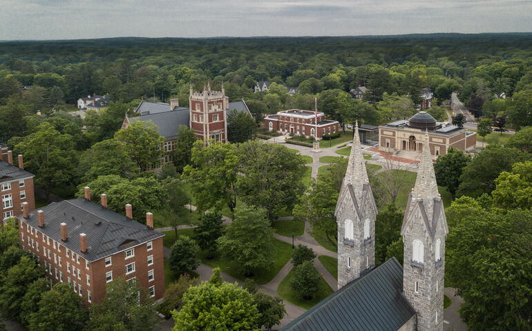 aerial of college campus