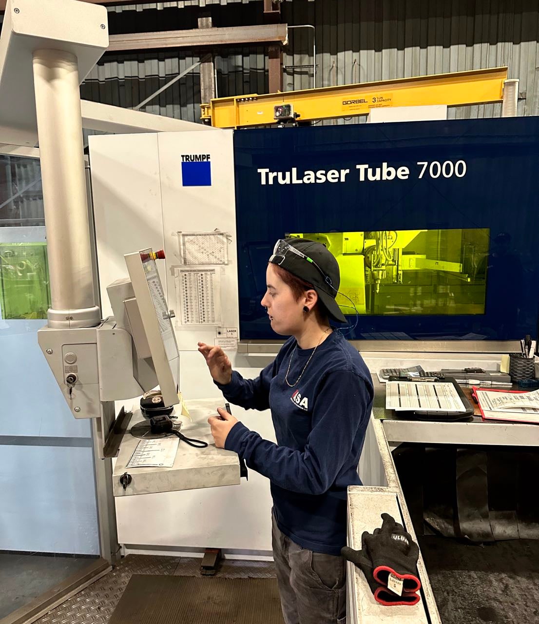 person operating machinery