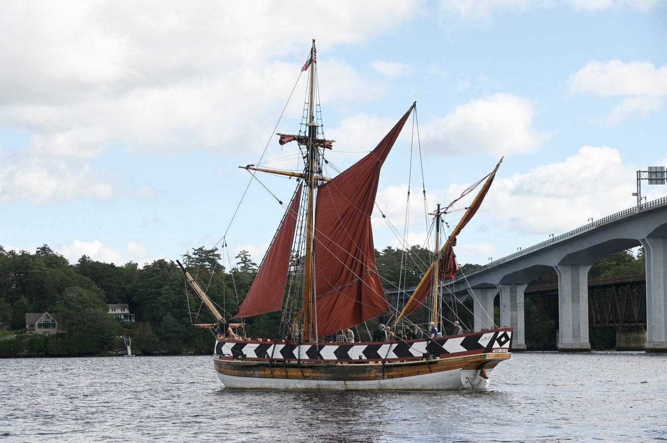 A boat is under sail.