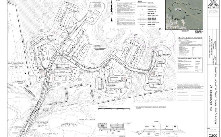 A line drawing of a housing development.
