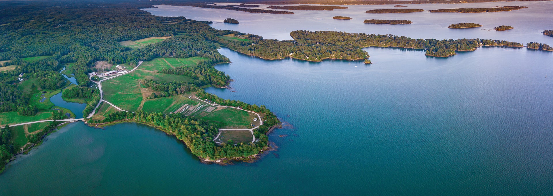 aerial of land and bay