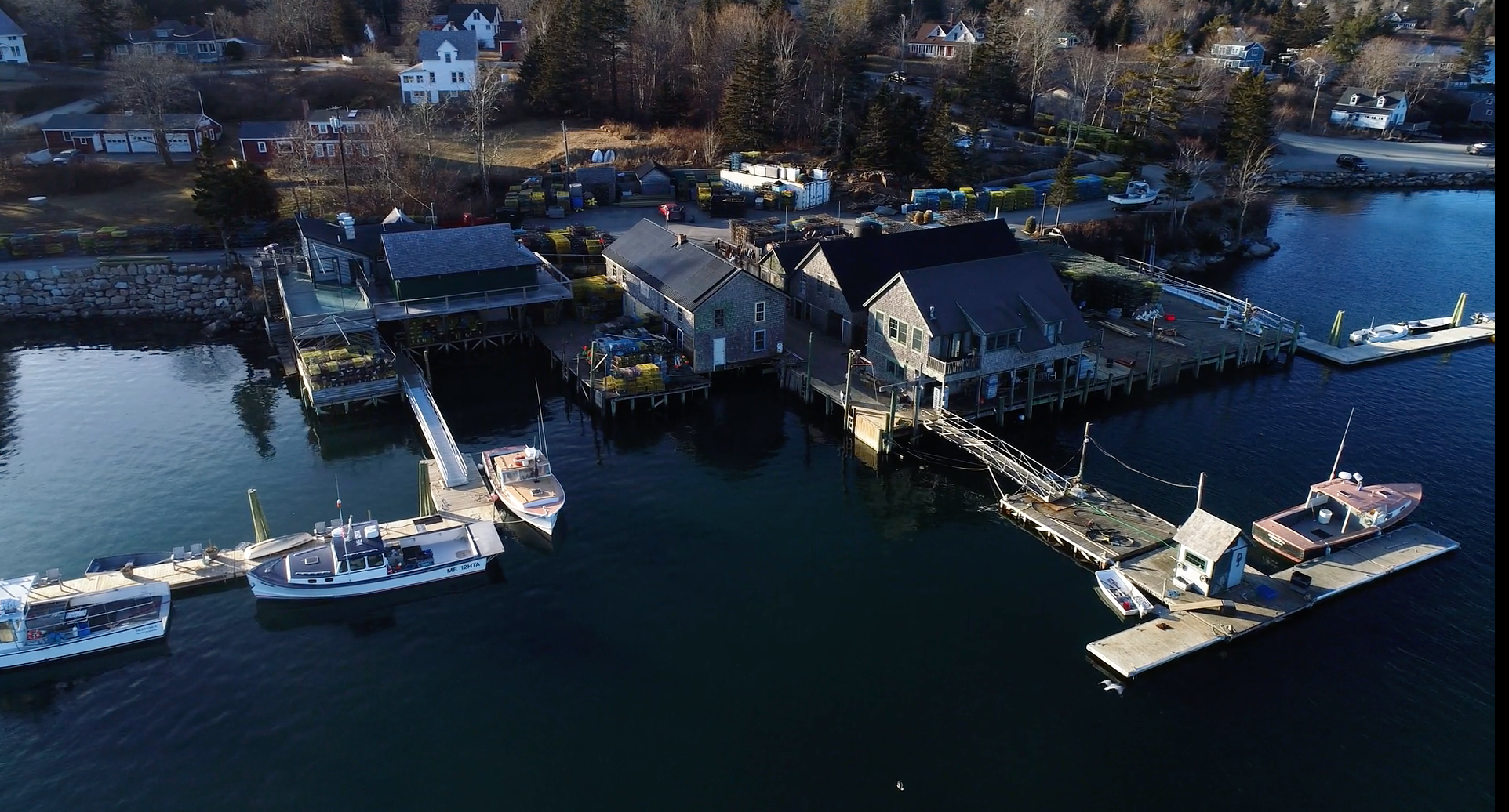 aerial of buildings and docks