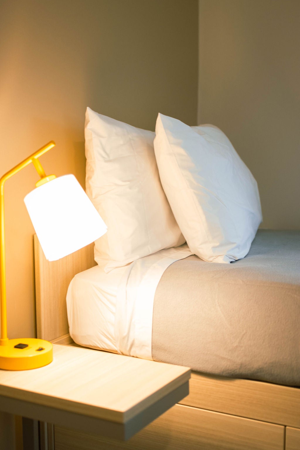 bed and lamp