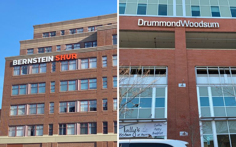 Building exteriors of Bernstein Shur and Drummond Woodsum offices in Portland