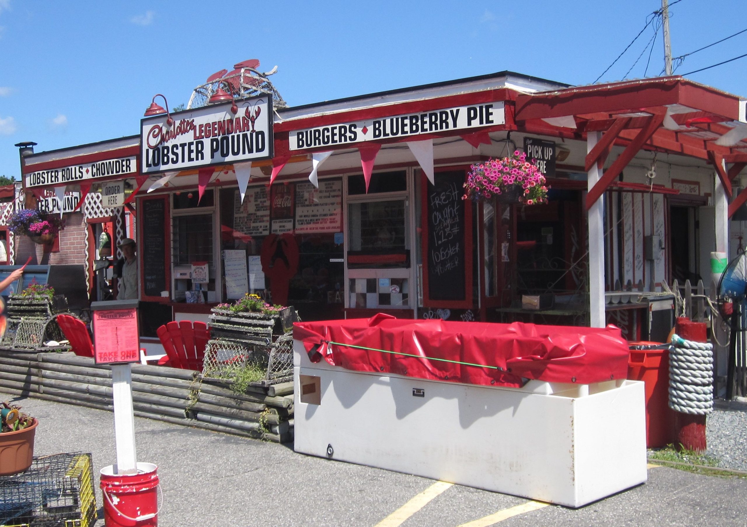Charlotte's is a takeout restaurant with lots of red decor.