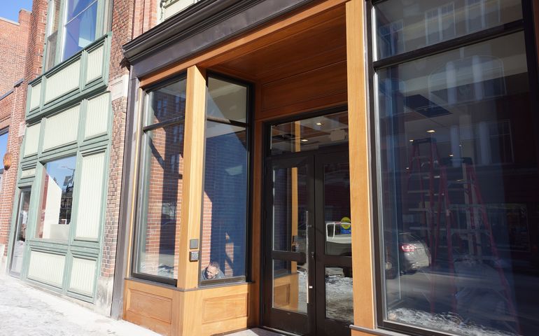 Exchange Street facade with new doors