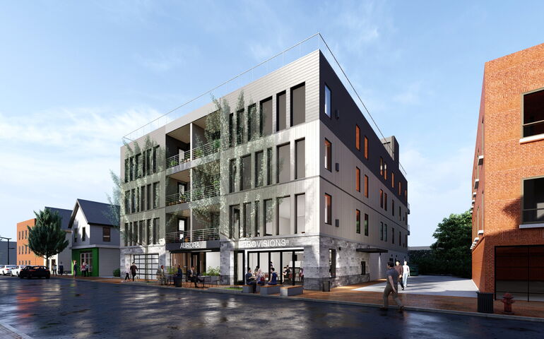 A rendering shows a new building.