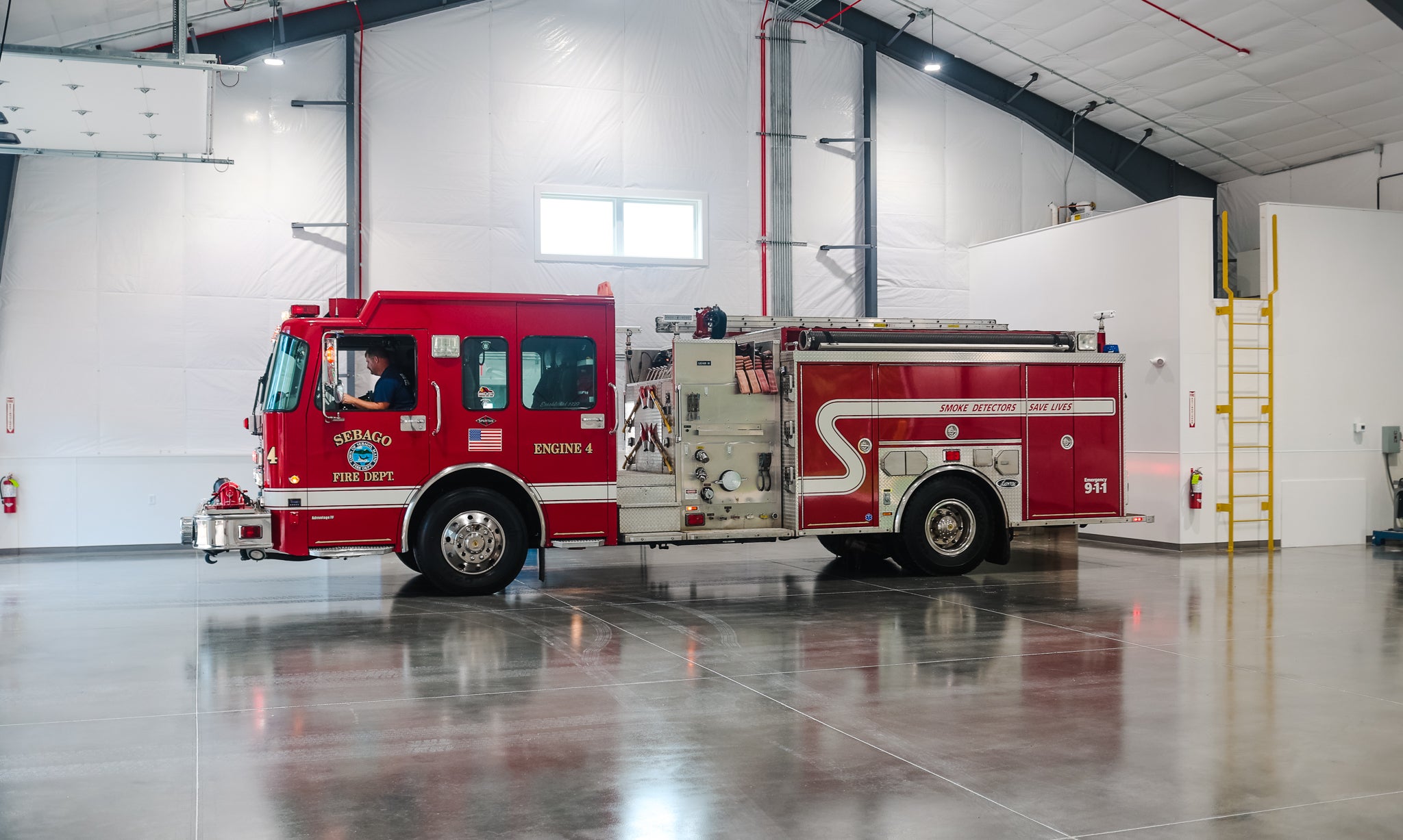 Sebago's fire station is new.