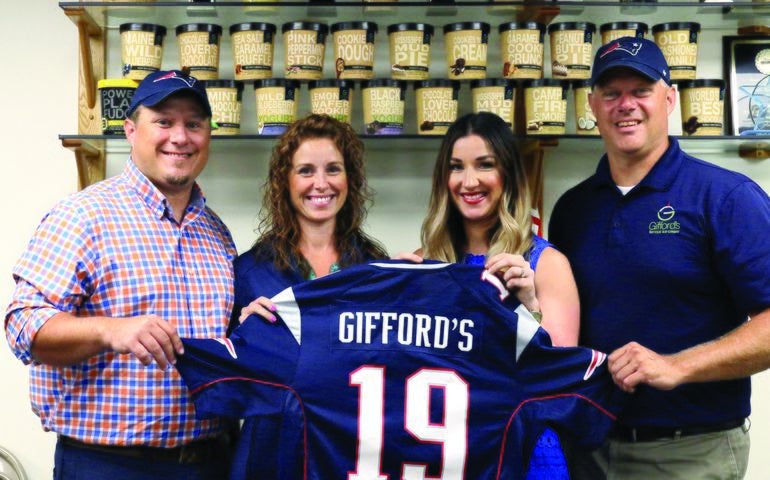 Gifford's Ice Cream staff in Pats gear