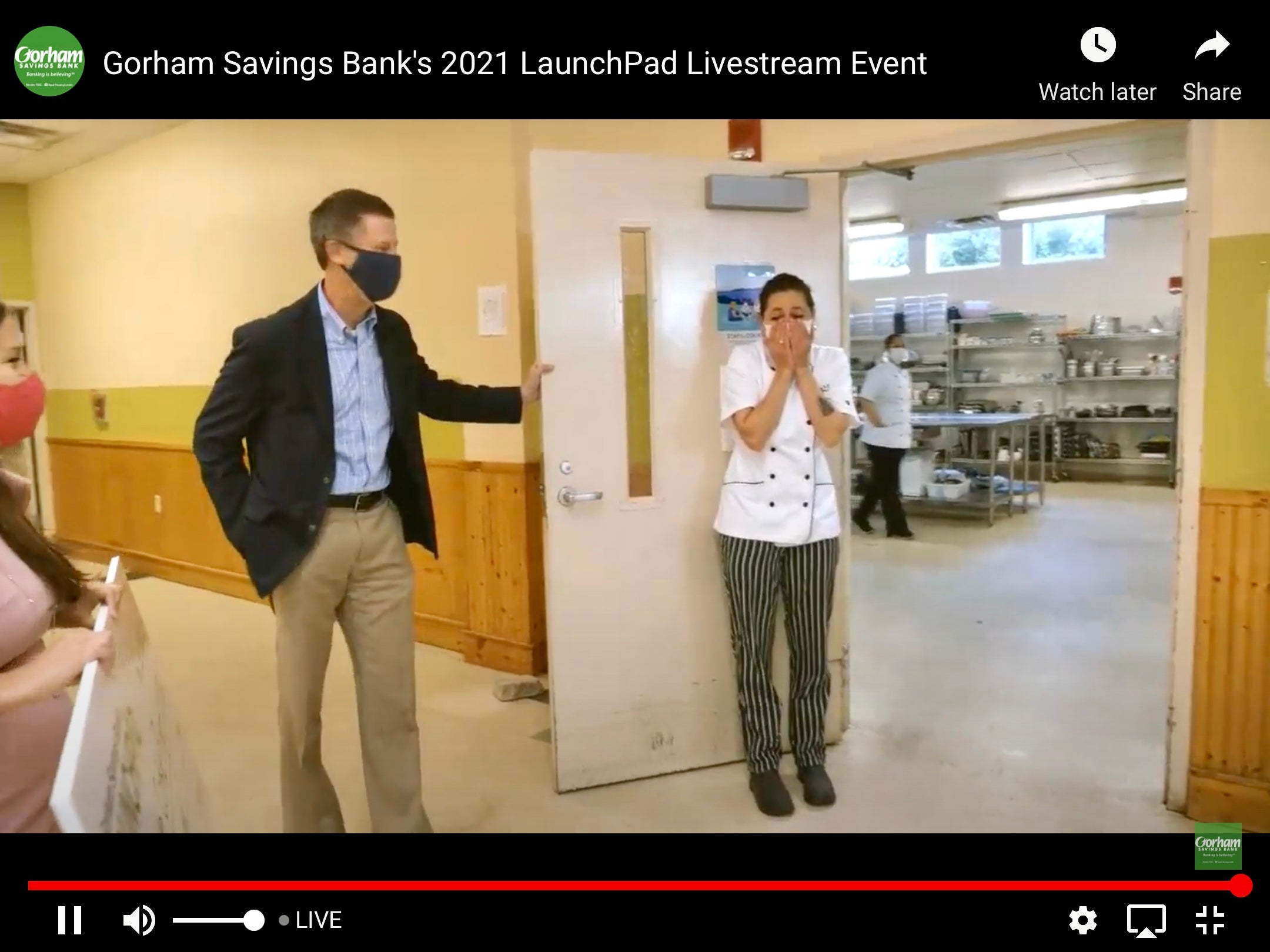 Surprise winning check delivery at C. Love Cookie Project