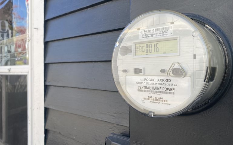 CMP electricity meter outside a building