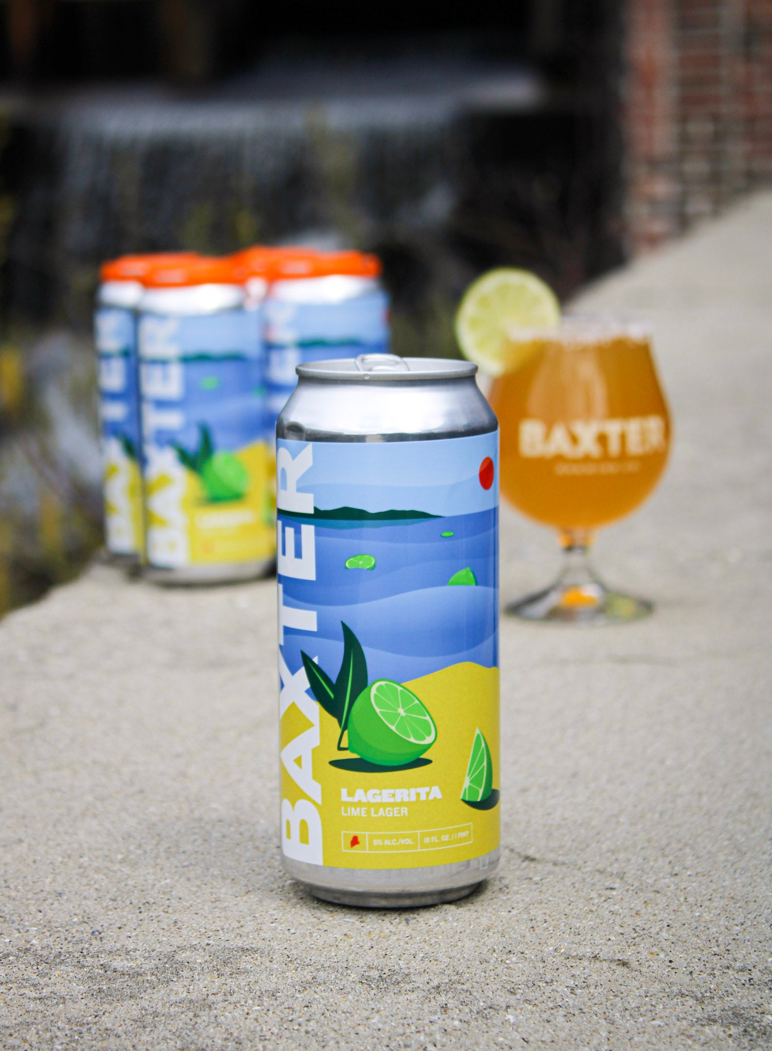 Baxter Brewing can and glass of beer