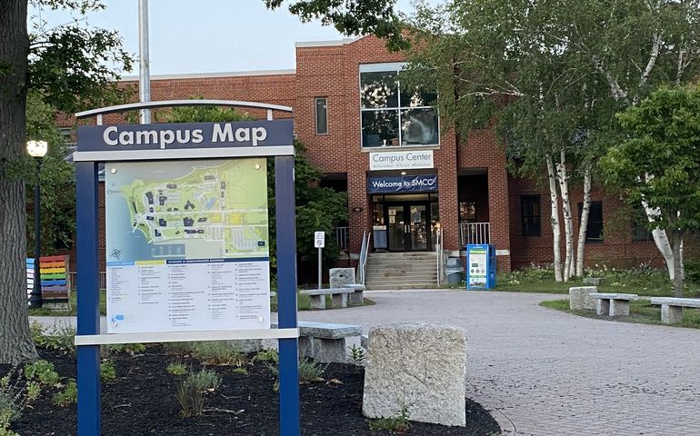 SMCC campus showing Campus Center building and sign