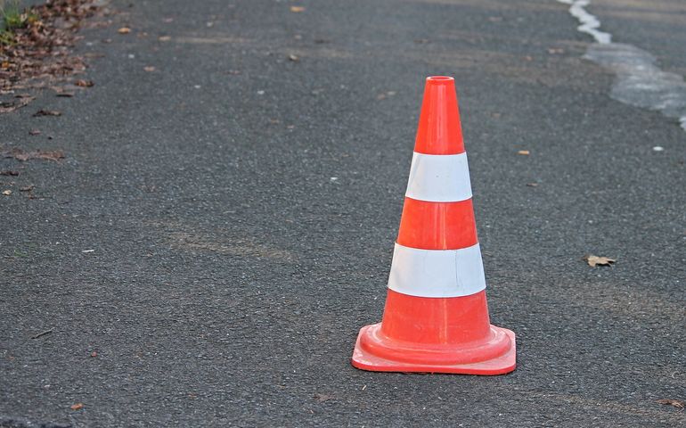 Orange Pylon on road