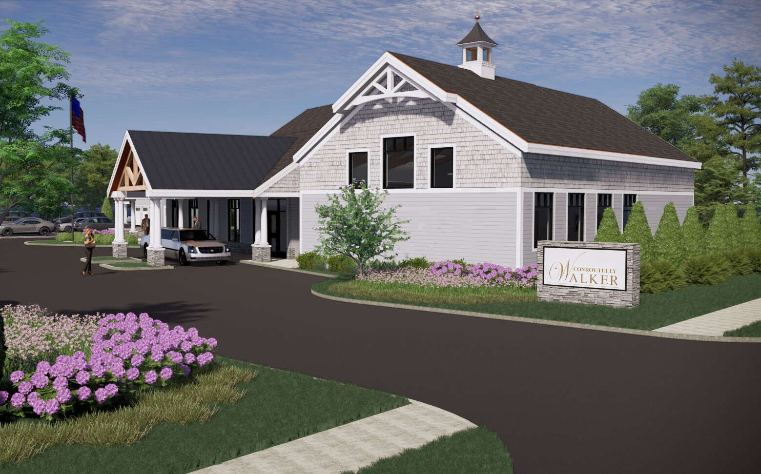 A picture shows the exterior of a building.