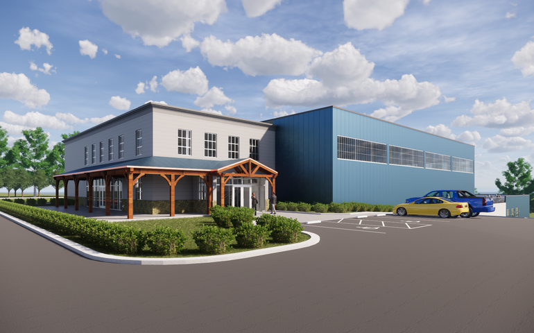 sketch of large industrial building