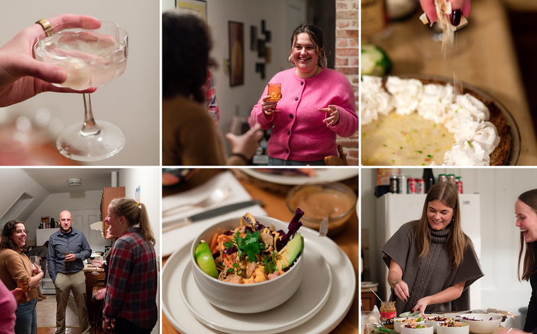 Photos of diners testing the JoynaTable app