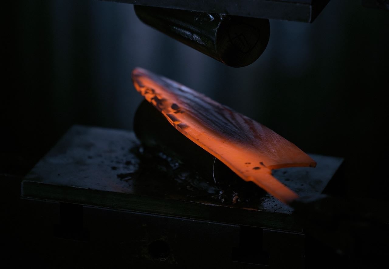 A red-hot piece of metal.