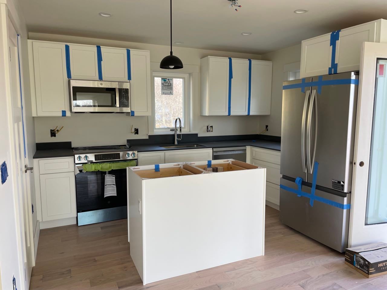 A kitchen is under construction.