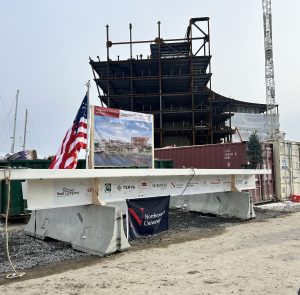 A long white steel beam