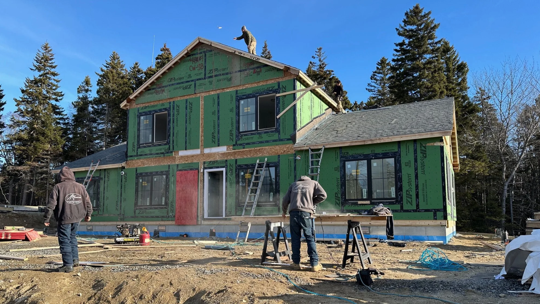 A house is under construction.