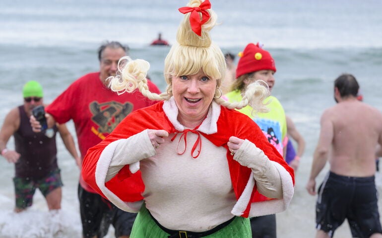Lobster Dippers emerging from the water, including one dressed as Cindy-Lou Who from 