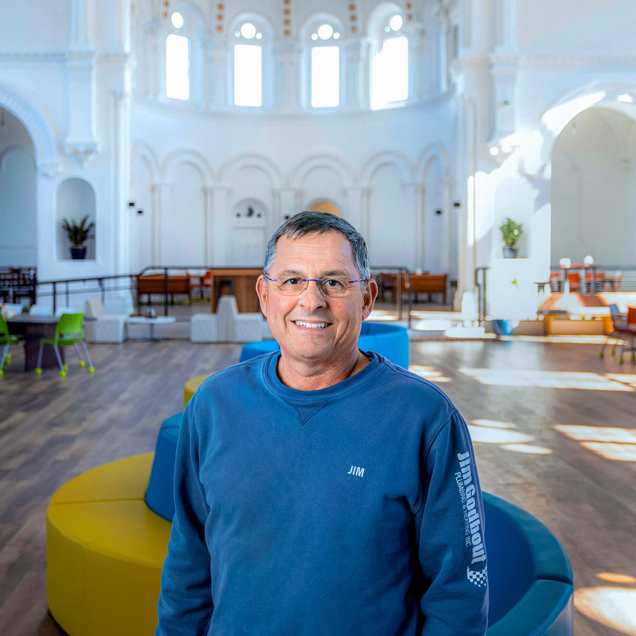 Jim Godbout was honored in 2025 as Volunteer of the Year, for leading the transformation of a former church in Biddeford into a second location for My Place Teen Center. FILE PHOTO / TIM GREENWAY