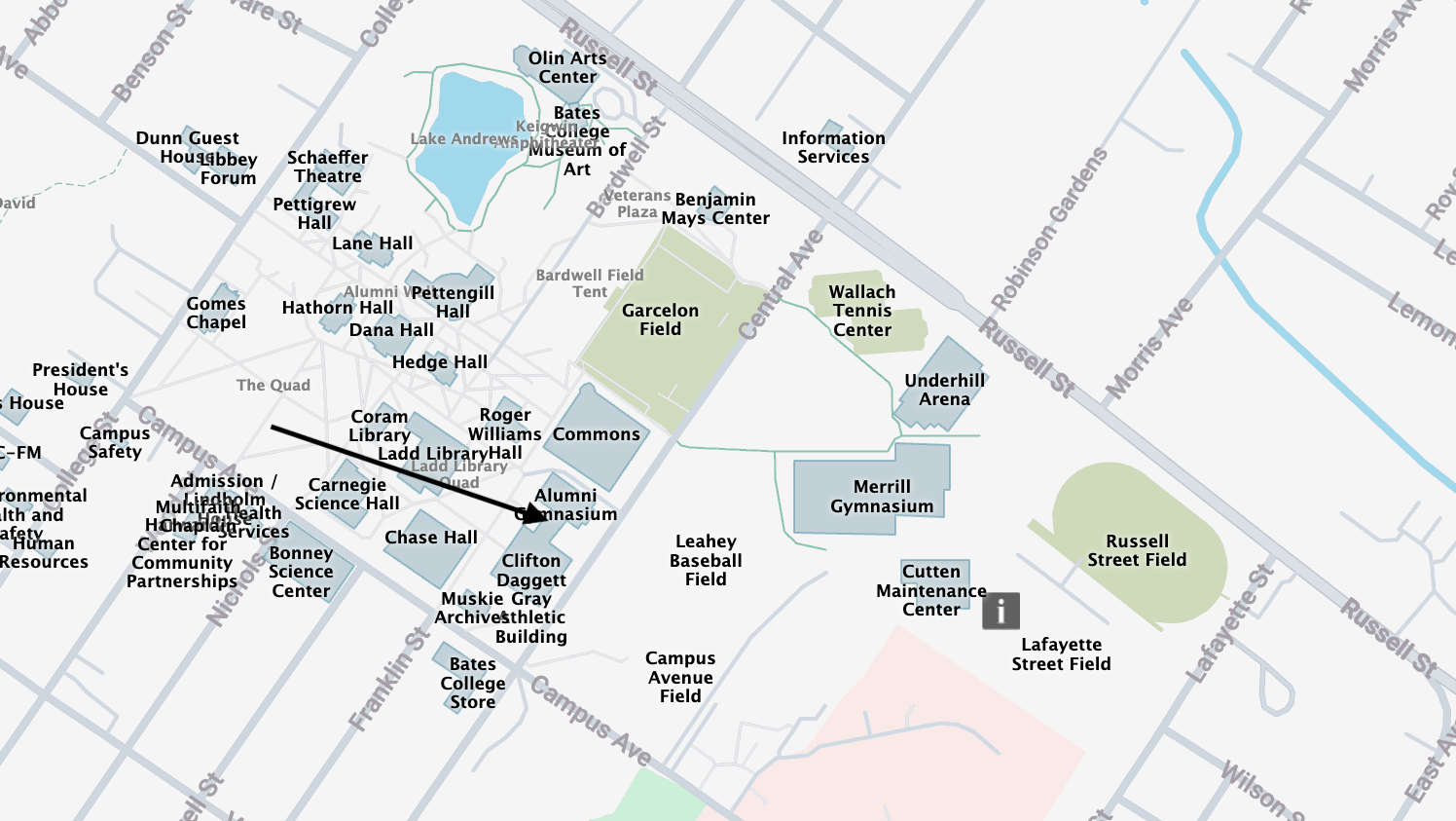 A map has an arrow on it.