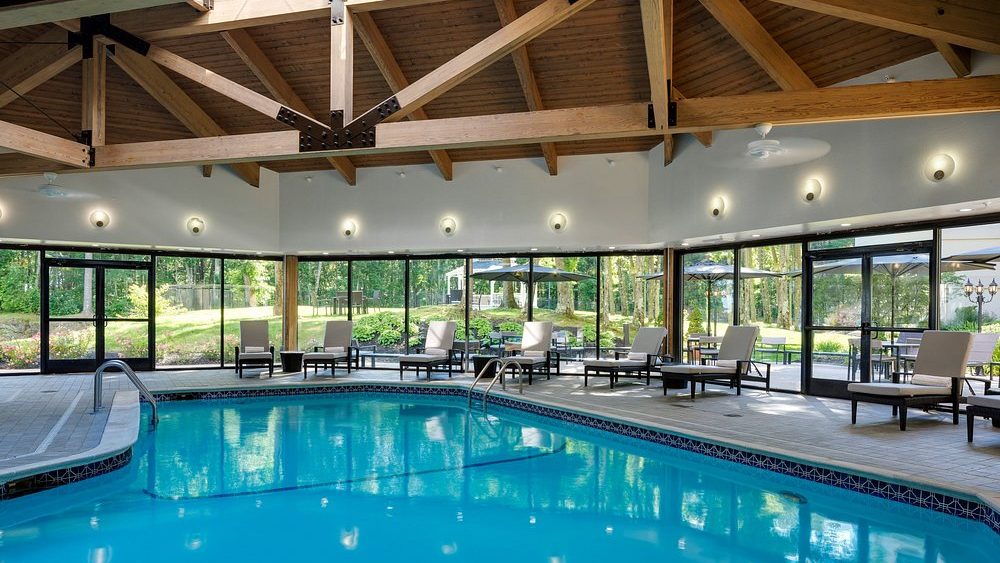 A pool is filled with water.