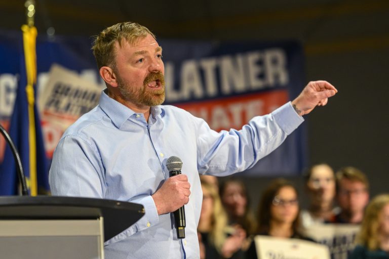 Graham Platner at a political rally