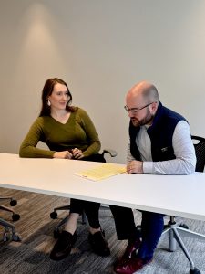 Erin Cusenbary and Ryan Morse at the University of Maine System Business & Law Clinic.