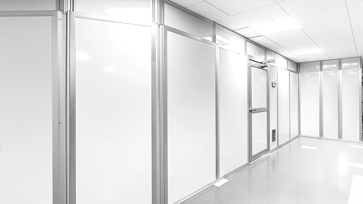 White walls form a hallway.