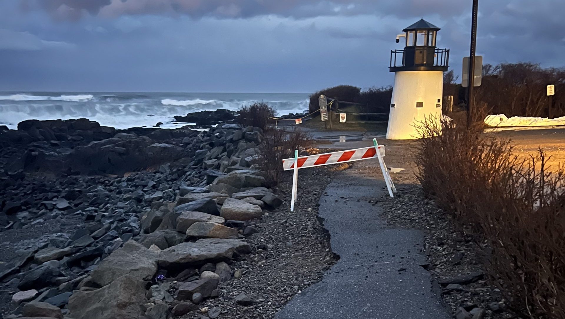 A trail is damaged.